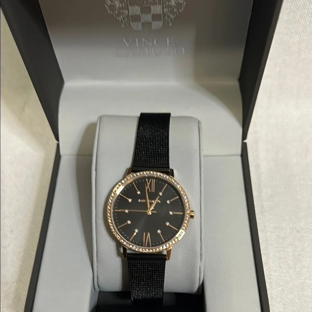 Vince Camuto Black and Rose Gold Analog Watch
